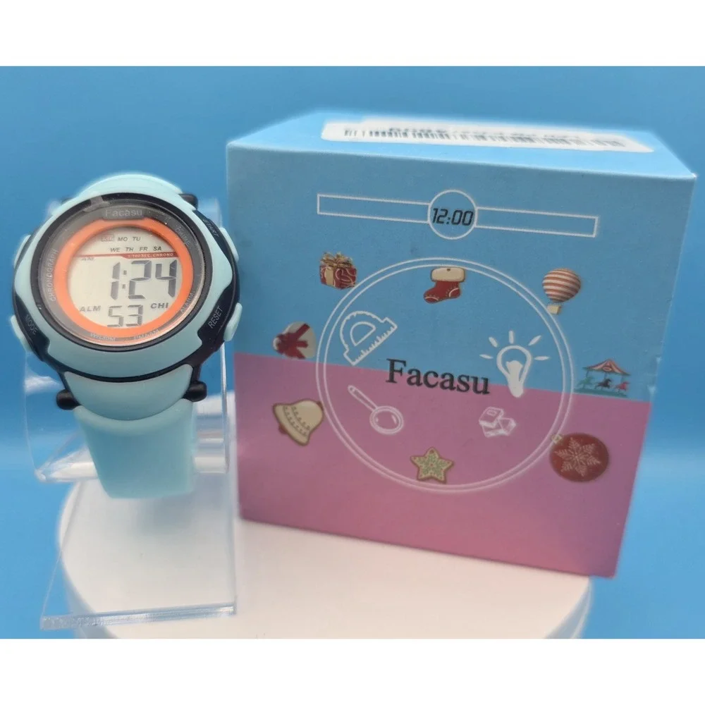 New Facasu Kids‎ Digital Watch for Girls/Boys Waterproof Colorful Light UP #0269